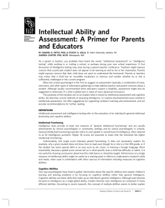 Intellectual Ability and Assessment: A Primer for Parents and Educators