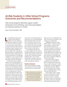 At-Risk Students in After-School Programs: Outcomes and Recommendations