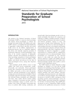 Standards for Graduate Preparation of School Psychologists National Association of School Psychologists