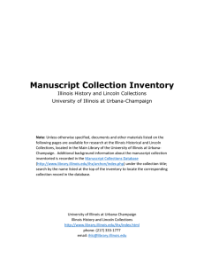 Manuscript Collection Inventory  Illinois History and Lincoln Collections