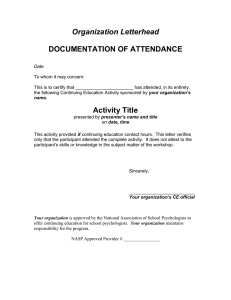 Organization Letterhead  DOCUMENTATION OF ATTENDANCE