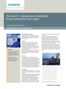 Patnow II– maximum availability from minimum fuel input Control Systems Reference