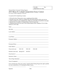 2015 Bruce H. Leland Composition Essay Contest CLASS:  No.: