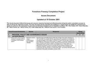 Foreshore Freeway Completion Project  Issues Document Updated at 19 October 2001