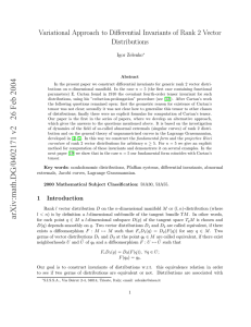 Variational Approach to Differential Invariants of Rank 2 Vector Distributions Igor Zelenko