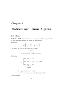 Matrices and Linear Algebra Chapter 2 2.1 Basics