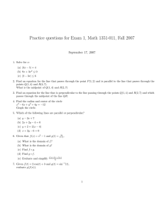Practice questions for Exam 1, Math 1351-011, Fall 2007