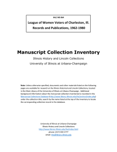 Manuscript Collection Inventory League of Women Voters of Charleston, Ill.