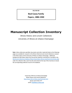 Manuscript Collection Inventory Beal-Casey Family Papers, 1886-1940