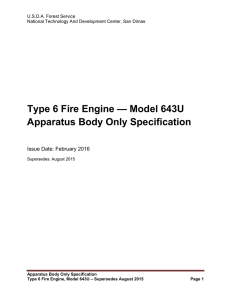 Type 6 Fire Engine — Model 643U Apparatus Body Only Specification