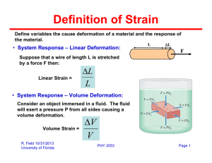 Definition of Strain System Response – Linear Deformation: F