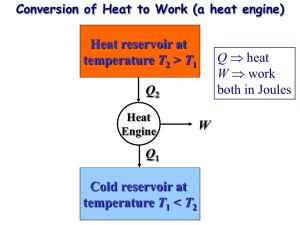 Heat reservoir at T Cold reservoir at Q