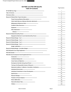 424 R&amp;R and PHS-398 Specific Table Of Contents