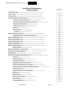 424 R&amp;R and  PHS-398 Specific Table Of Contents