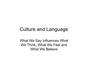 Culture and Language What We Say Influences What What We Believe