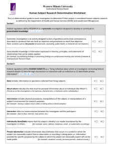 Western Illinois University Human Subject Research Determination Worksheet