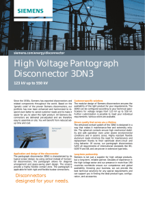 High Voltage Pantograph Disconnector 3DN3 123 kV up to 550 kV