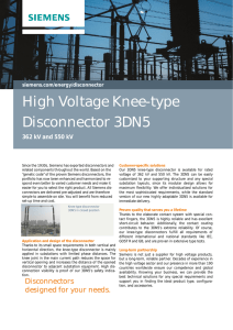 High Voltage Knee-type Disconnector 3DN5 362 kV and 550 kV