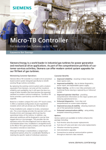 Micro-TB Controller For Industrial Gas Turbines up to 15 MW