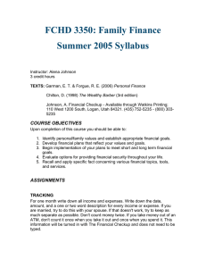 FCHD 3350: Family Finance Summer 2005 Syllabus