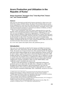 Acorn Production and Utilization in the  Republic of Korea Shawn Overstreet,