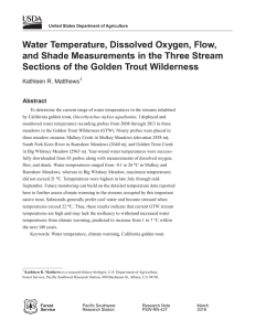 Water Temperature, Dissolved Oxygen, Flow, Sections of the Golden Trout Wilderness