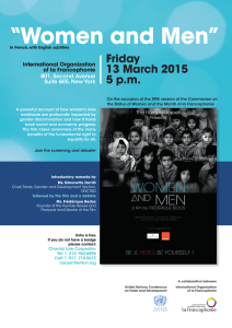 “Women and Men” Friday 13 March 2015 5 p.m.
