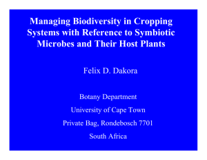 Managing Biodiversity in Cropping Systems with Reference to Symbiotic Felix D. Dakora