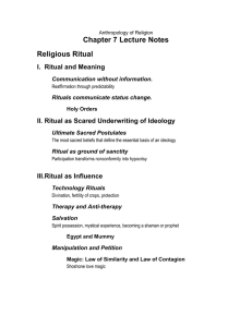Chapter 7 Lecture Notes Religious Ritual I.  Ritual and Meaning