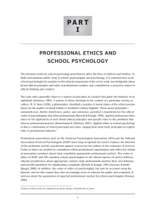PA R T I PROFESSIONAL ETHICS AND SCHOOL PSYCHOLOGY