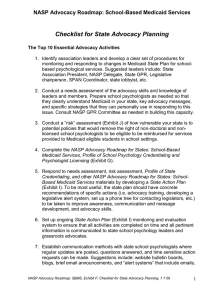 Checklist for State Advocacy Planning NASP Advocacy Roadmap: School-Based Medicaid Services