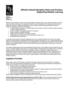 Effective School Discipline Policy and Practice: Supporting Student Learning
