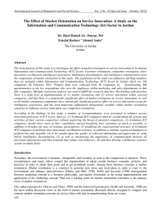 The Effect of Market Orientation on Service Innovation: A Study... Information and Communication Technology (Ict) Sector in Jordan