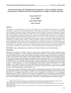 From the Ecocentric and Anthropocentric Perspectives, a Survey of Future... Entrepreneurs' Attitudes toward Environmental Issues: Sample of Akdeniz University