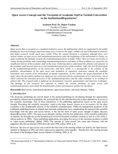 Open Access Concept and the Viewpoint of Academic Staff in... to the InstitutionalRepositories