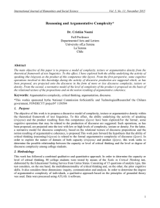 Reasoning and Argumentative Complexity* Dr. Cristián Noemi Abstract