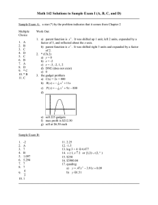 Math 142 Solutions to Sample Exam I (A, B, C,...