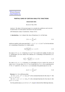 PARTIAL SUMS OF CERTAIN ANALYTIC FUNCTIONS SHIGEYOSHI OWA