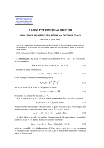 A GAUSS TYPE FUNCTIONAL EQUATION