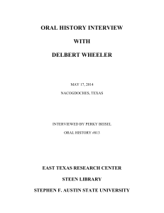 ORAL HISTORY INTERVIEW WITH DELBERT WHEELER