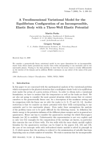 A Twodimensional Variational Model for the Equilibrium Configuration of an Incompressible,