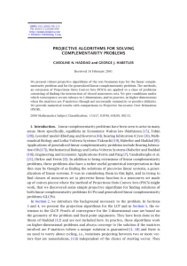 PROJECTIVE ALGORITHMS FOR SOLVING COMPLEMENTARITY PROBLEMS