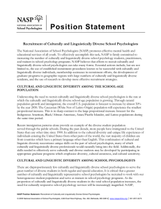 Position Statement Recruitment of Culturally and Linguistically Diverse School Psychologists