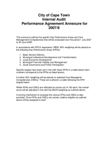 City of Cape Town Internal Audit Performance Agreement Annexure for 2007/8