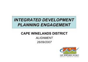 INTEGRATED DEVELOPMENT PLANNING ENGAGEMENT CAPE WINELANDS DISTRICT ALIGNMENT