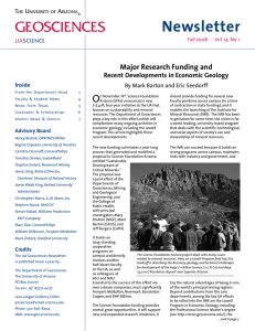 Newsletter GEOSCIENCES O Major Research Funding and