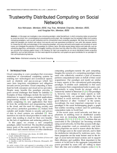 Trustworthy Distributed Computing on Social Networks and Yongdae Kim, Member, IEEE