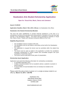 Headwaters Arts Student Scholarship Application  The Art Beat of Rural Ontario