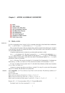 Chapter 2 AFFINE ALGEBRAIC GEOMETRY 2.1 Ideals, a review