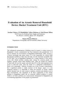Evaluation of An Arsenic Removal Household Device: Bucket Treatment Unit (BTU)